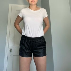 Funky Black Faux Leather Shorts!!